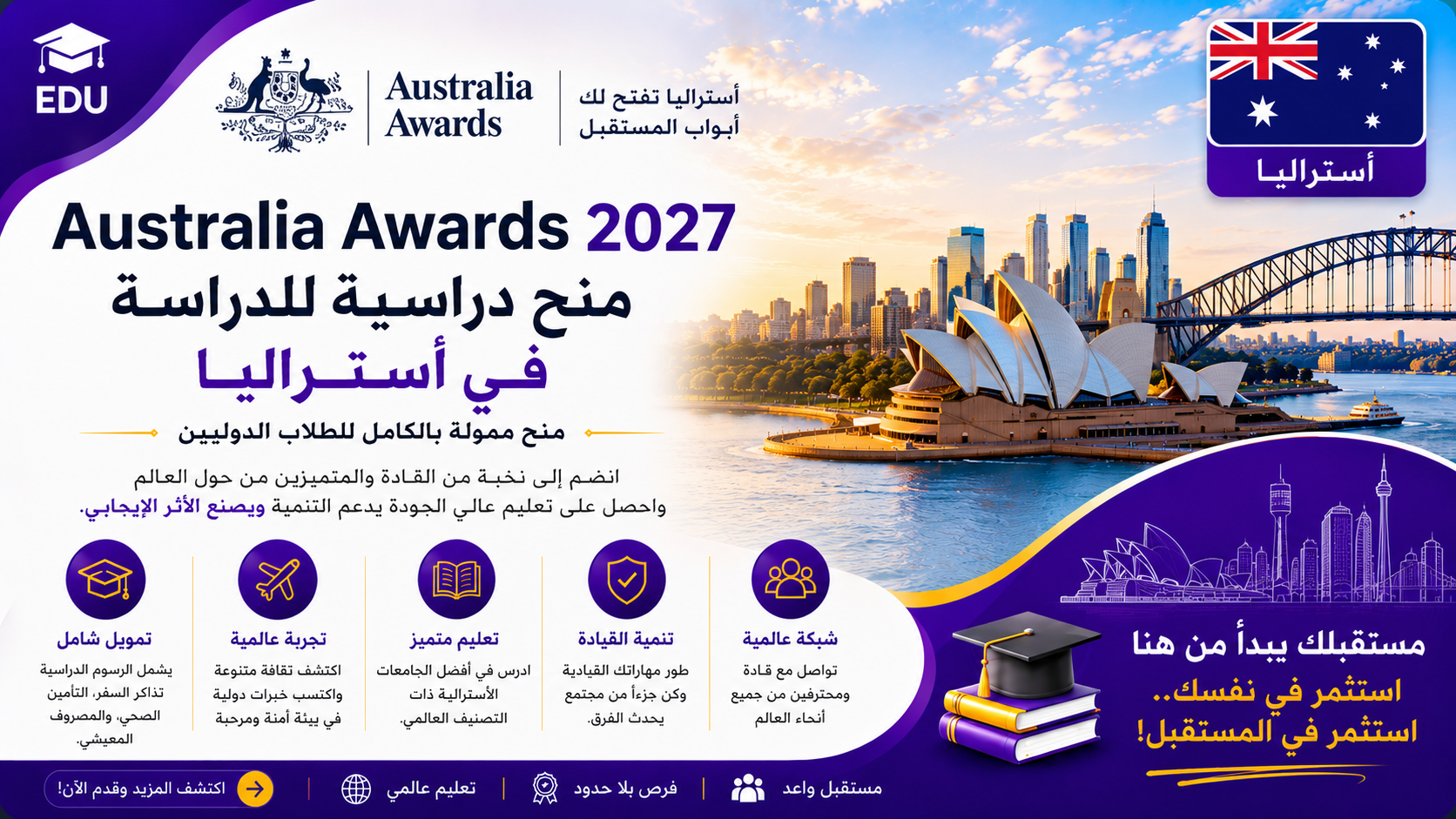 Australia Awards 2027: منح دراسية للدراسة في أستراليا