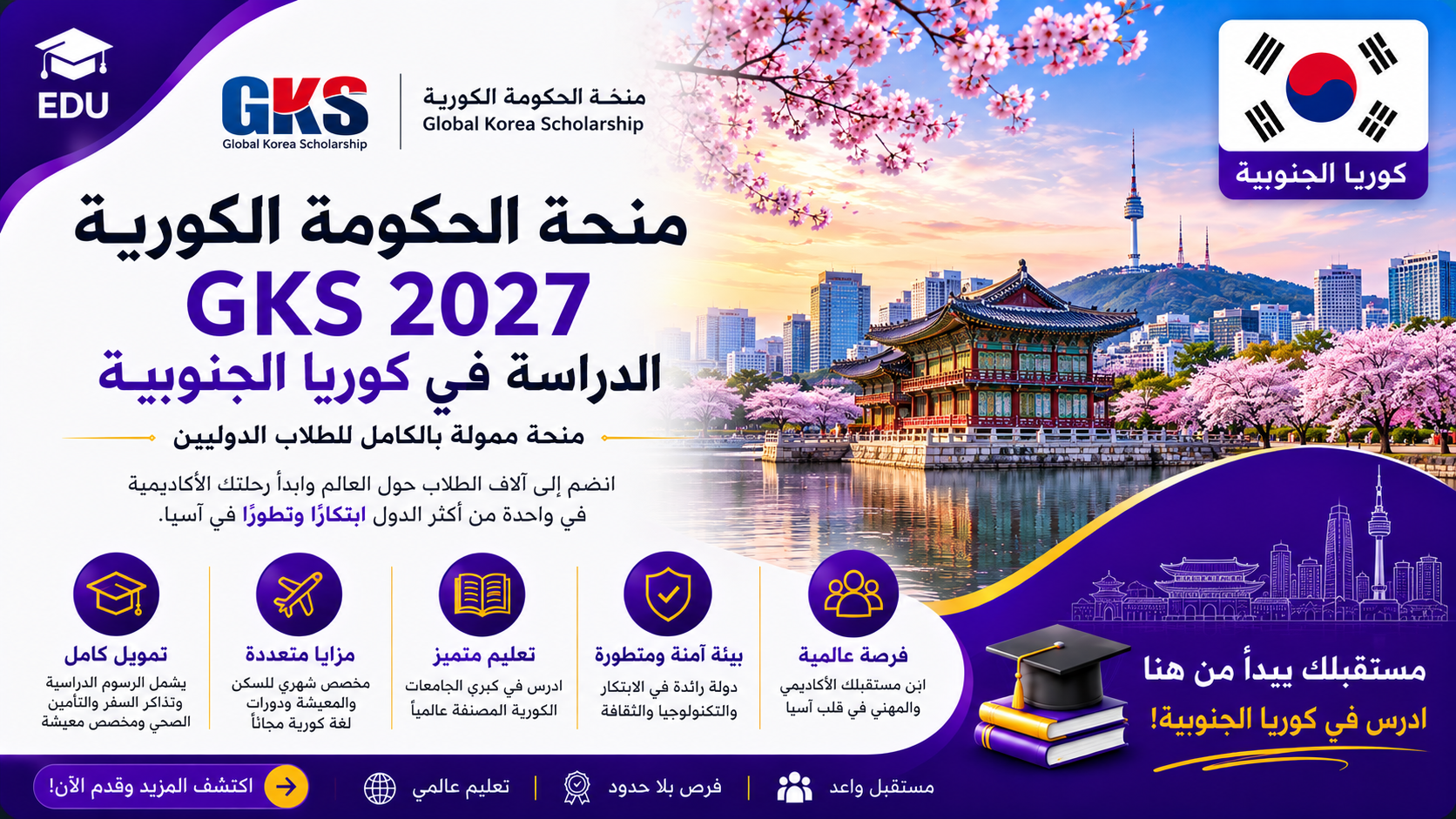 منحة الحكومة الكورية GKS 2027: الدراسة في كوريا الجنوبية